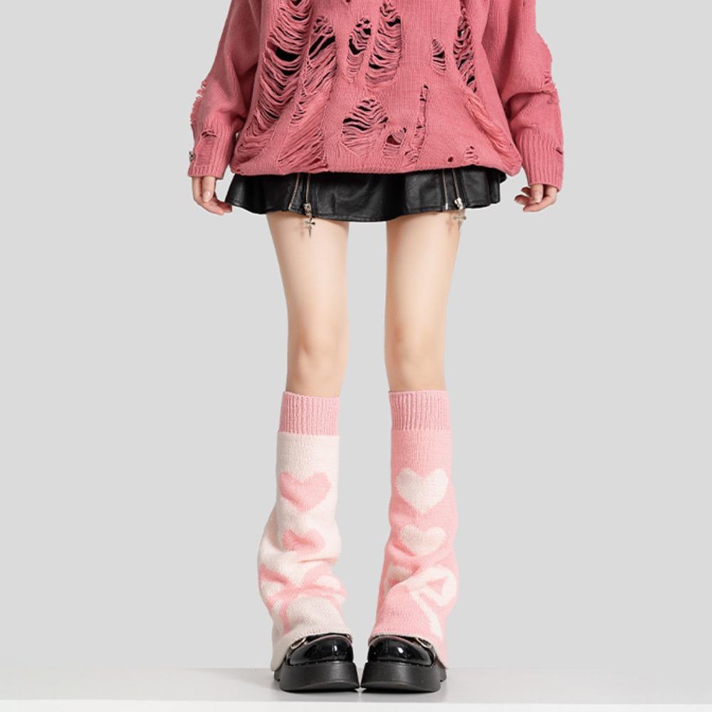 Spider Knitted Leg Warmers Heart Lolita Boots Cover Fashion Knee High Girls Stockings  Student