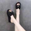 Thick-soled Slippers for Women's Summer Outer Wear 2025 New Bow Heightening Skirt Versatile Non-slip, Light and Comfortable One-word Drag