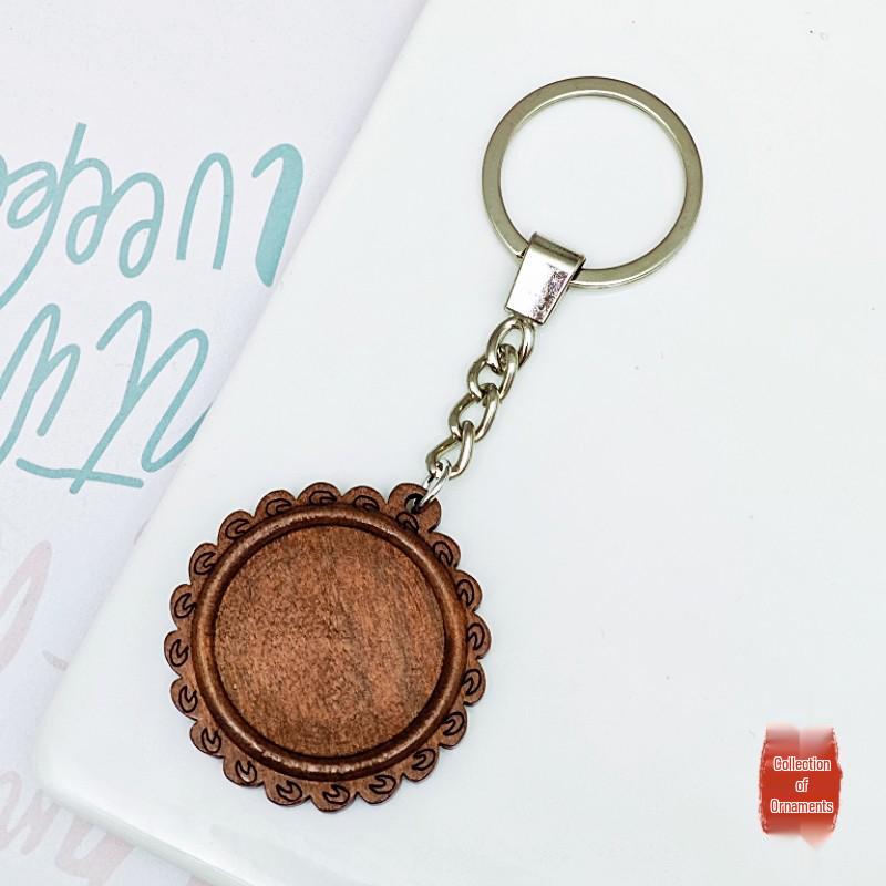 DIY Wooden Lace Base Keyring with Embroidery Kit & Snap Button