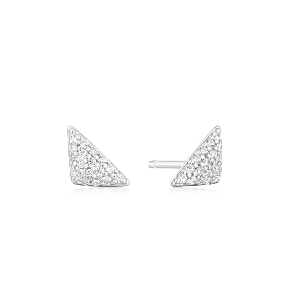 Triangle Pave 925 Silver Stud Earrings E059-06H