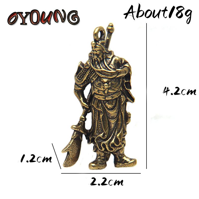 Solid Pure Copper Guan Gong Knife Sword Car Keychain Pendants Luggage Bag Hanging Jewelry Accessories Brass Key Chain Ring Gifts