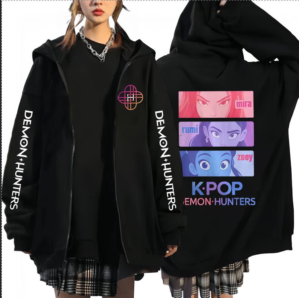 K-pop Saja Boys Demon Hunters Movie Zip Up Hoodie Men Women Harajuku High Quality Fans Gift Oversized Zipper Hoodies Jacket