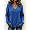 Women S Casual V Neck Long Sleeve Solid Color Shirt