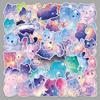 50 Sheets Starry Sky Cat Graffiti Stickers: Hand-Painted Watercolor Kittens for Water Bottles & Journals