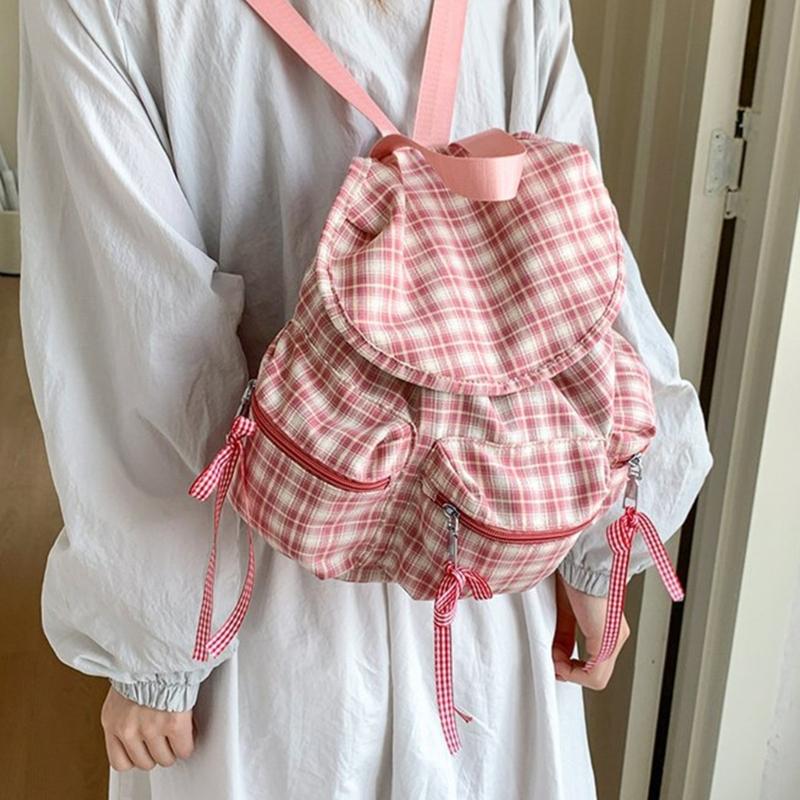 Plaids Backpacks Japanese Styles Casual Daypacks Student School Backpacks Retro Backpacks Travel Bag for Daily