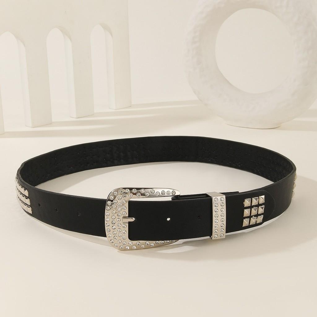 Fashion Rivet And Rhinestone Decoration Women Casual Wide Belt Daily For