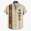 Men's Retro Style Casual Shirts Men's Tops with Tribal Prints, Short-sleeved Casual Beach Shirts, Hawaiian Style Shirts