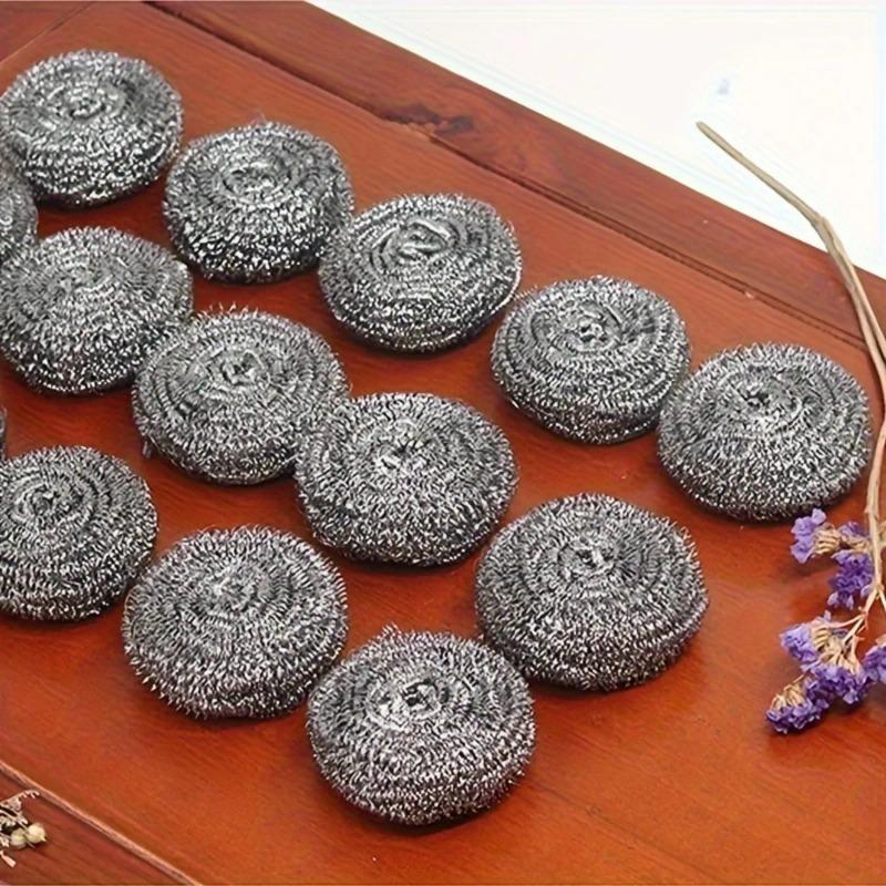 6/18pcs Stainless Steel Scrubber Scouring Pads Cleaning Ball Steel Wool Scrubber for Kitchen Pot Pan Dish Bathroom Cleaning