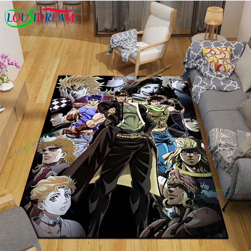 Tappeti Classici Cartone Animato J-JoJo's Bizarre Adventure Tappeto Antiscivolo per Soggiorno Tappetini per Camera da Letto dei Bambini Tappeto da Gioco Tappeto Grande Decorazione