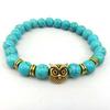 European & American Volcanic Stone Bracelet with Tiger Eye, Blue Turquoise Beads, and Owl Alloy Charm