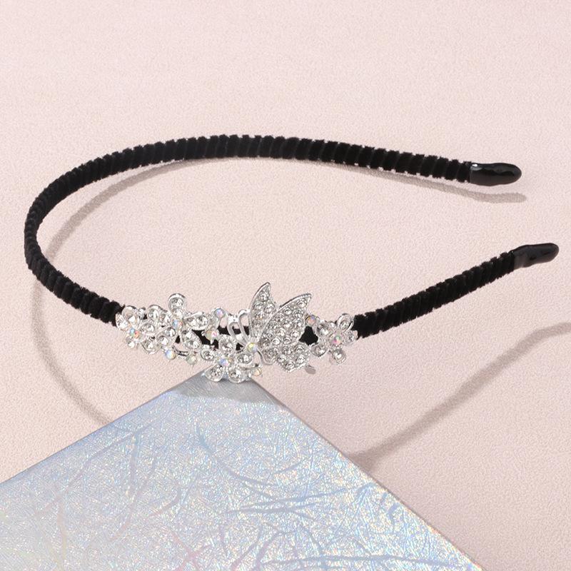 Crystal Alloy Flower Hairband, Anti-slip Headband Hairpin, Bridal Headpiece