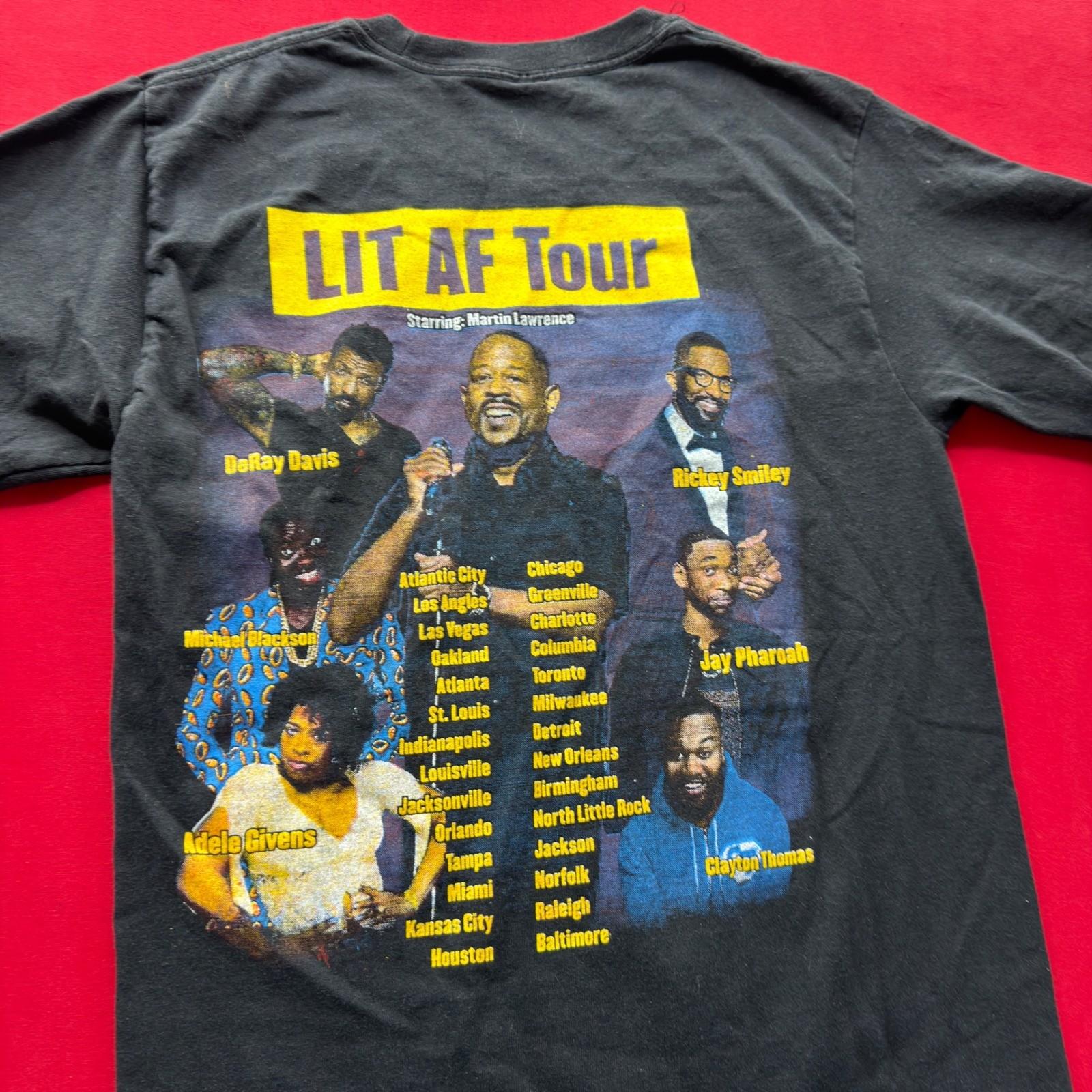 Martin Lawrence Lit AF Tour T-Shirt Mens Small Black Comedy Graphic Tee S
