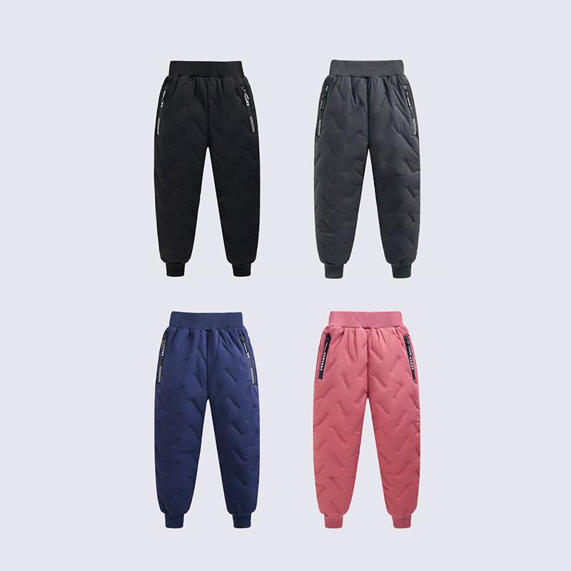 Pantalones de algodón para niños, pantalones de invierno gruesos para niños, pantalones cálidos de algodón y lana de cordero, pantalones casuales de felpa para niños