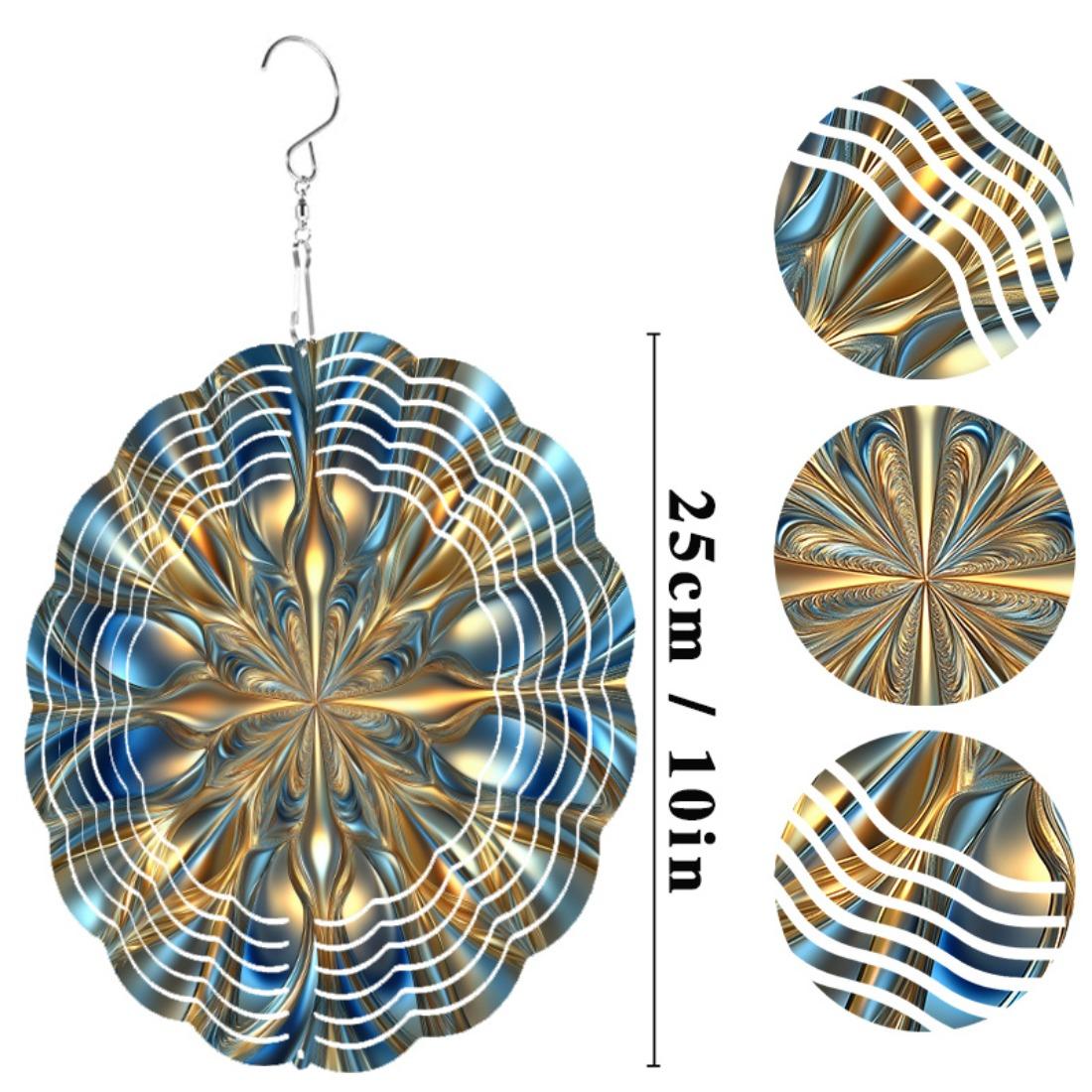 

Элегантный 10-дюймовый металлический ветряной спиннер - Яркий 3D подвесной дизайн для внутреннего и наружного декора, Бесшумная 360° вращающаяся ветровая скульптура