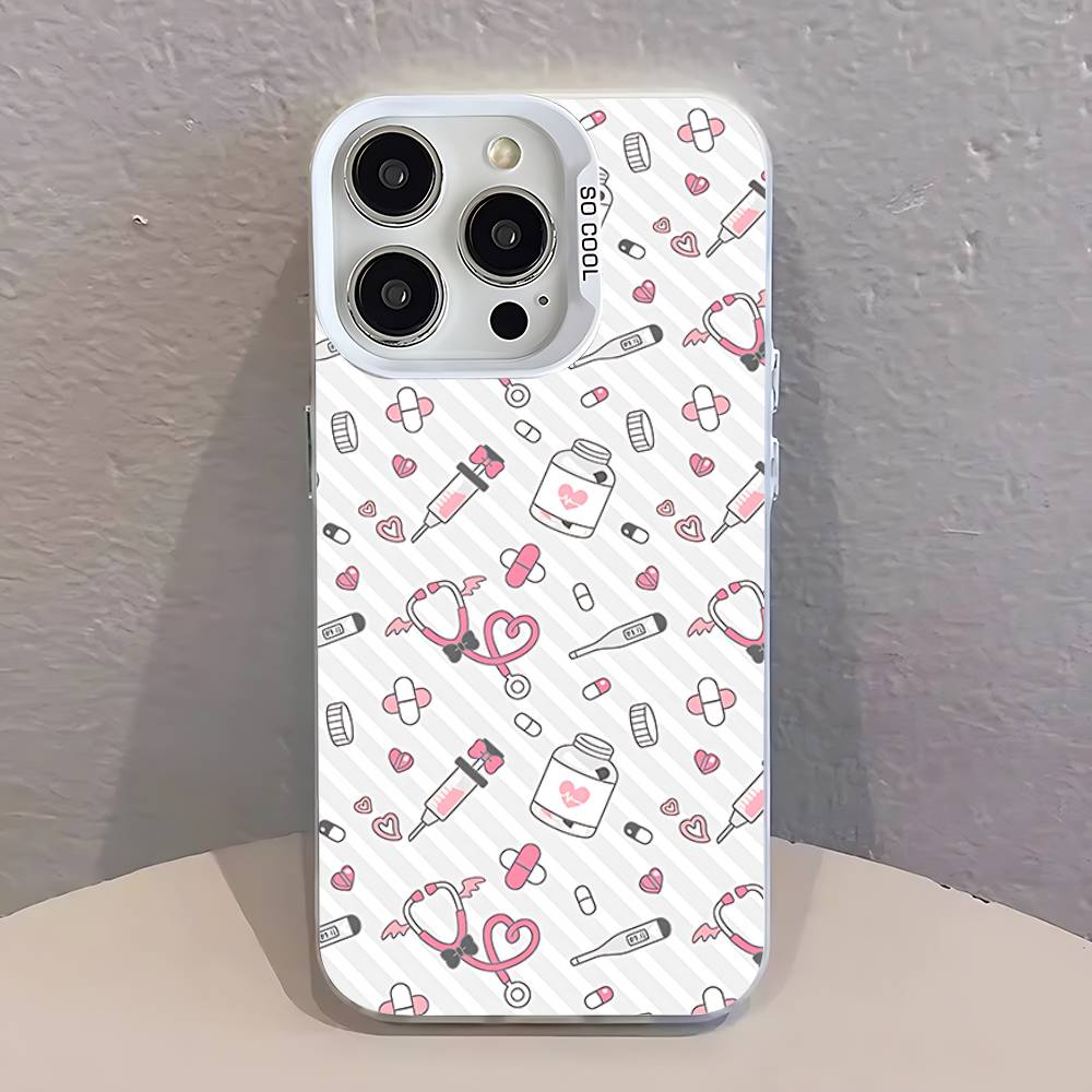 Medicine Doctor Nurse Cartoon  Phone Case For iPhone 17,16,15,14,13,12,11,Pro,Max,Plus,SE,Air,Mini Anti Fall White Bumper iPhoneXSMAX