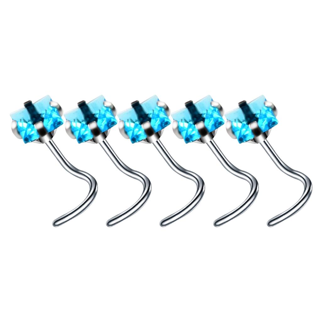 5Pcs Sturdy Alloy Nose Piercing Jewelry Set L Shape Studs and Hoops With CZ Designs Accessory for Stylish Look