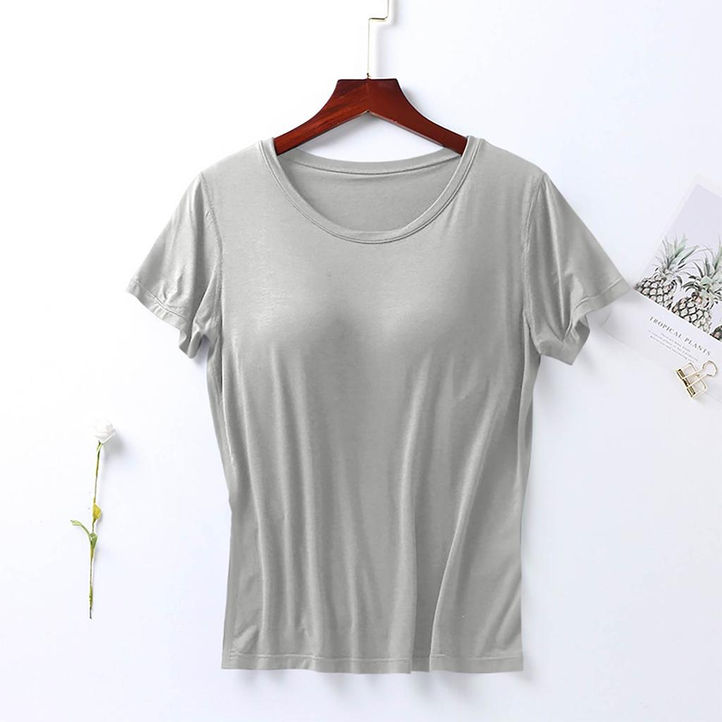 Women's Camisole Short Sleeve Top Summer One-piece Non-Steel Ring With Chest Pad Top