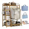 Floor Garment Rack Home Standing Clothes Shelf with Multi Layers Multi-Function Laundry Organizing Rack for Living Room Bedroom
