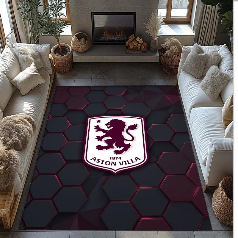 Aston Villa Football Soccer Football Pattern Soft Area Rug Non Slip Indoor Floor Carpet Sports Decor Mat for Bedroom