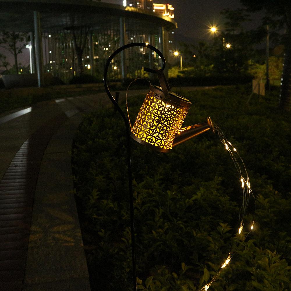 Fashion Solar Watering Can Garden Light Metal Stake LED String Light Outdoor Yard Decoration
