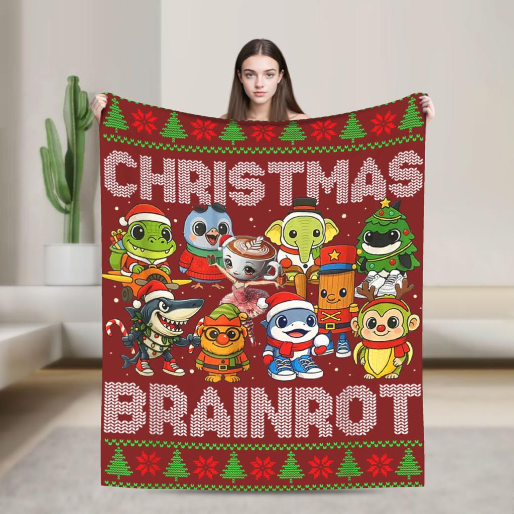 Marcus The Worm Ugly Christmas Plush Blanket Italian Brainrot Funny Throw Blankets for Home 150*125cm Ultra-Soft