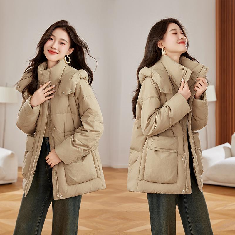 Women's Mid-Length Hooded Down Jacket - Winter Fashion Coat YE6320