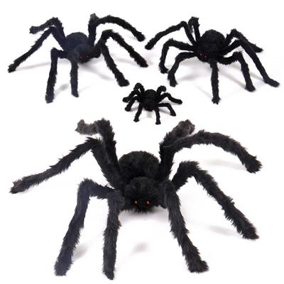 Prank Props Horror Atmosphere Haunted House Halloween Decoration Black Plush Spider Bar Ornament
