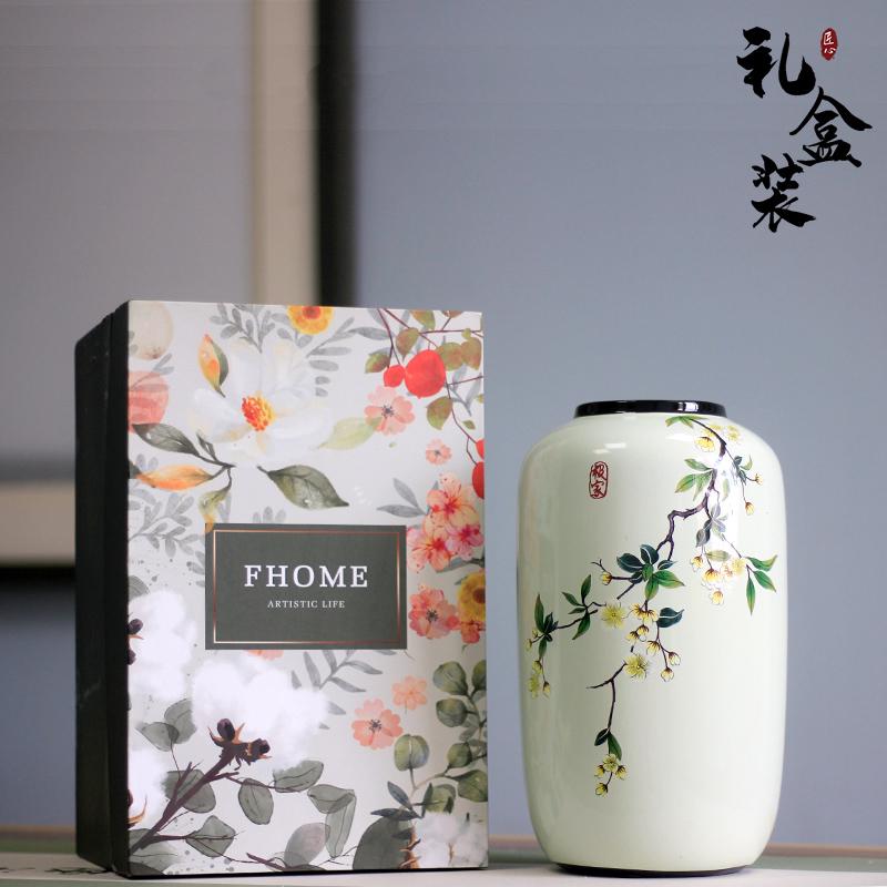 Round Chinese Ceramic Vase: Floral Art for Living Room & Hallway Decor, Ideal for Hydroponics & Silk Flowers