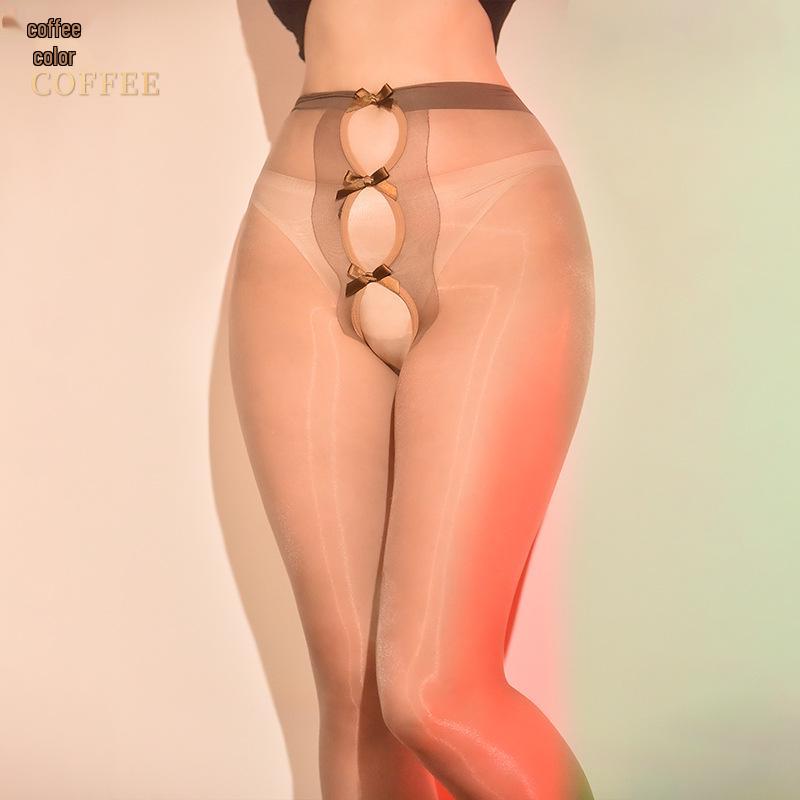 Seductive Black Matchmaker Silky Open Crotch Stockings