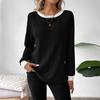 Pullovers & Long Sleeves Autumn Winter Long Sleeved Solid Color Ribbed Pit Strip Top