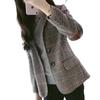 2024 Spring/Autumn Women's Plus Size Retro Plaid Wool Blazer – Short Korean Style Suit