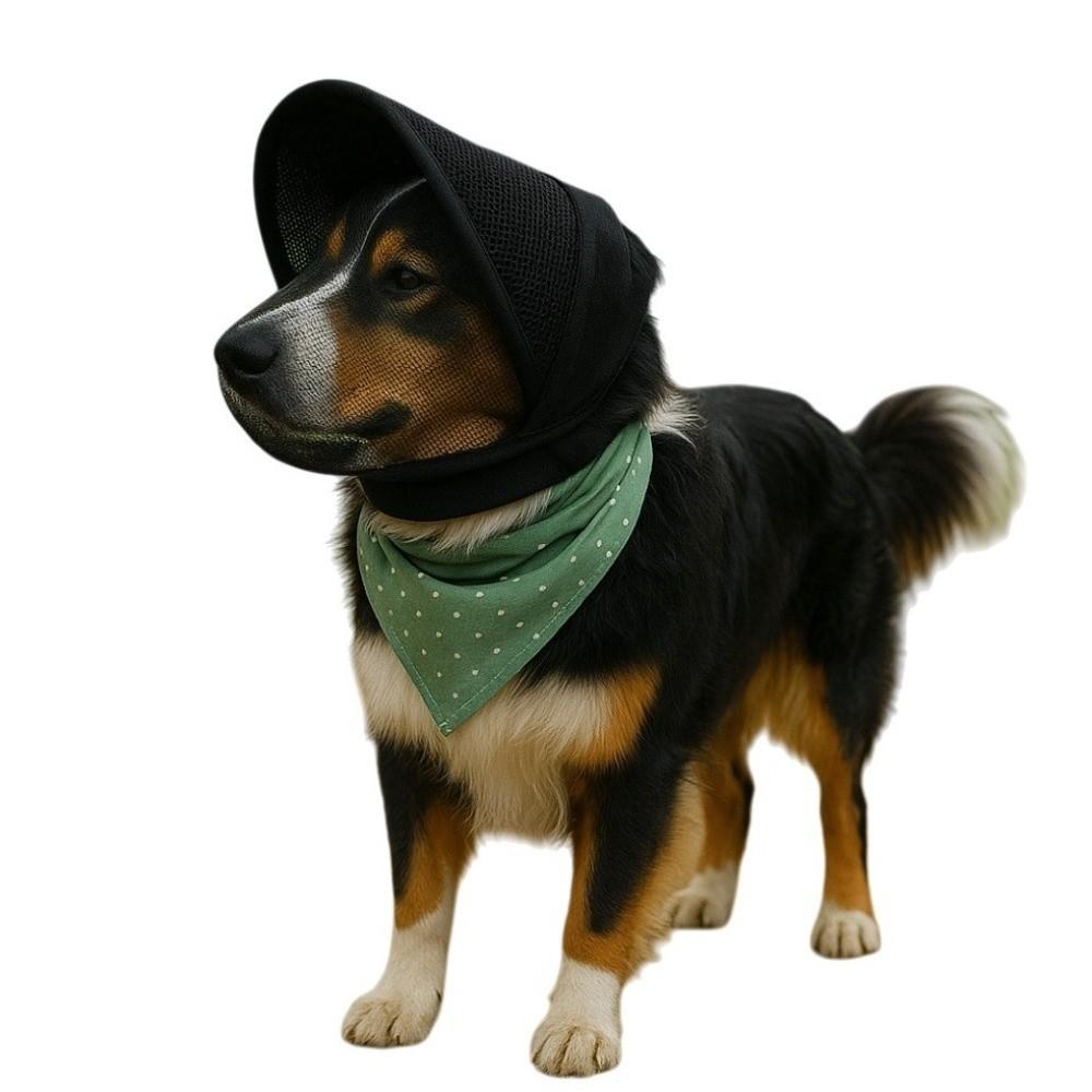 Breathable Mesh Dog Protective Mask Protective Veil Polyester Dog Headgear Ear Shield Pet Head Cover Mosquito Bite Prevention