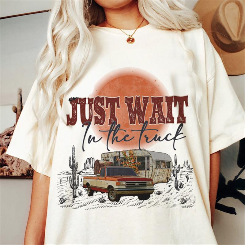 Western Denim Print T-shirt Plus Size Women Pure White Clothing Casual Trendy Short Sleeve Female O-Neck Oversize Tees