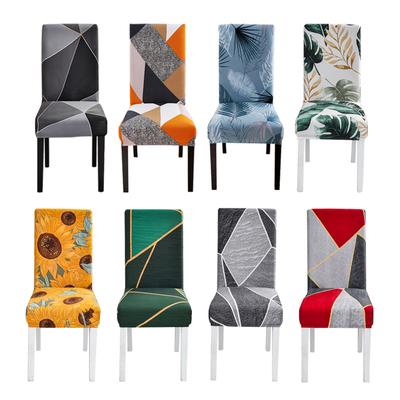 Geometric Dining Chair Cover Spandex Elastic Chair Slipcover Case Stretch Chair Covers For Wedding El Banquet Dining Room