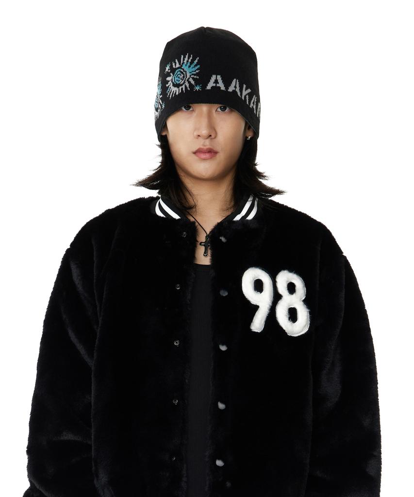 AAKAM Small Sun Jacquard Beanie (Black)