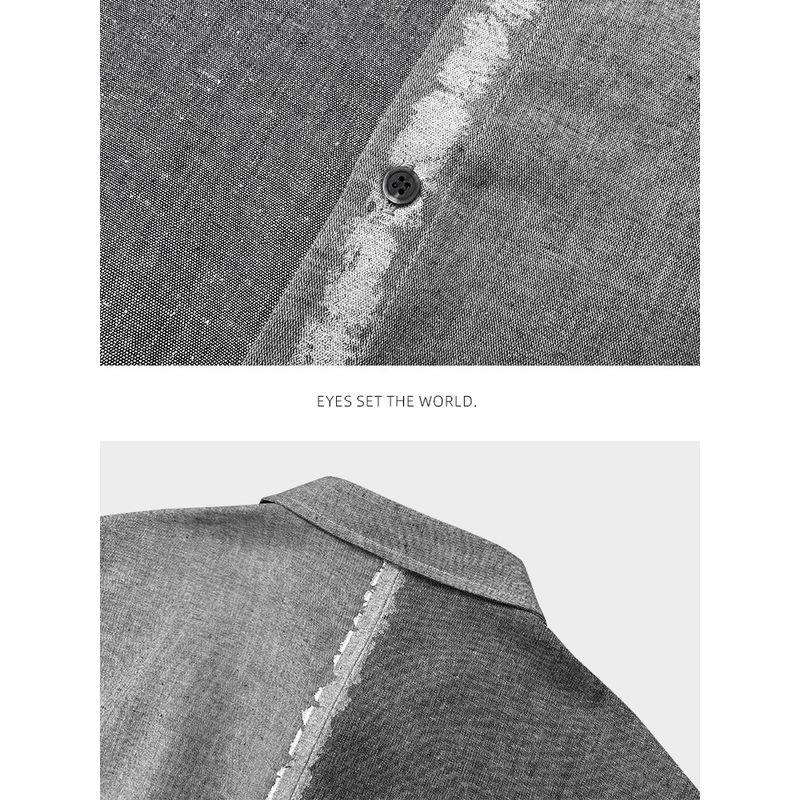 Menseye Men's Short-Sleeved Shirt Men's Summer New Product Lapel Color-Blocking Business Casual