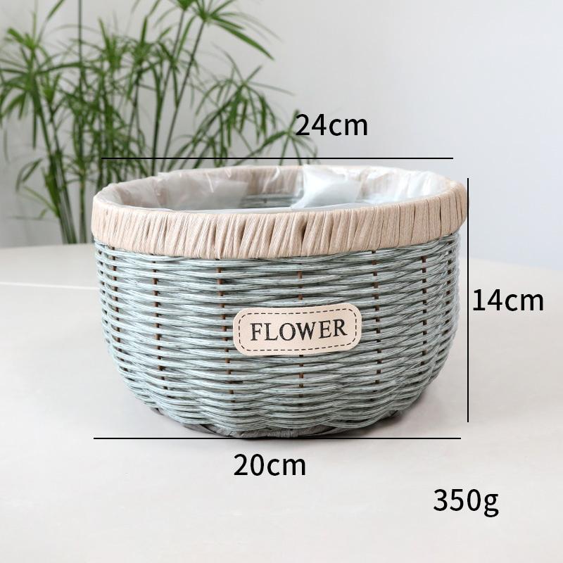 

Creative Woven Flower Pot Multi-functional Plant Basket Imitation Rattan Flower Pot Woven Flower Basket Home Decor S синій