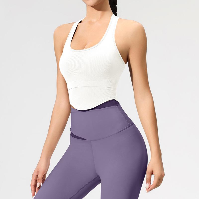 

Европейский и американский ударопрочный жилет для йоги с фиксированной чашкой - Топ для фитнеса и бега Large