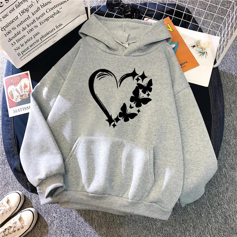 New in Womens Hoodies Fashion Casual Hooded Sweatshirts Print Versatile Jogging Clothing Home Outdoors Pullover Tops Fall Winter