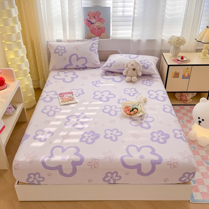 Pure Cotton Fitted Sheet Single/Queen Size Bed Cover Skin-friendly Bedsheets Home Bed Linen Couvre Lit (No Pillowcase)