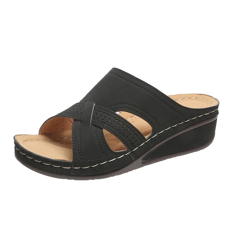 Fashion Shoes Female 2024 High Quality Open Toe Women's Slippers Plus Size Casual Slippers Women Round Toe Wedges Platform Shoes Women