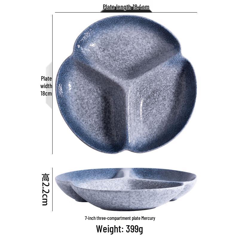 Japanese Style 7-inch 3-Compartment Portion Control Plate