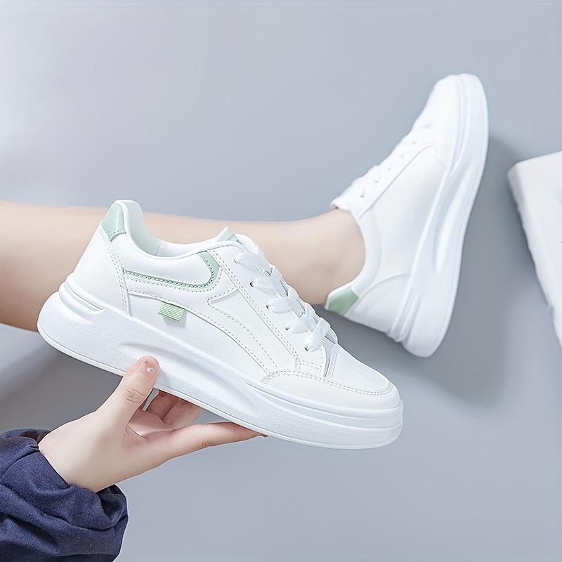 Damskor Rund Tå Platta Sneakers Snörning Låg Topp Andningsbara Boardskor För Fritidspromenader Löpning Jogging