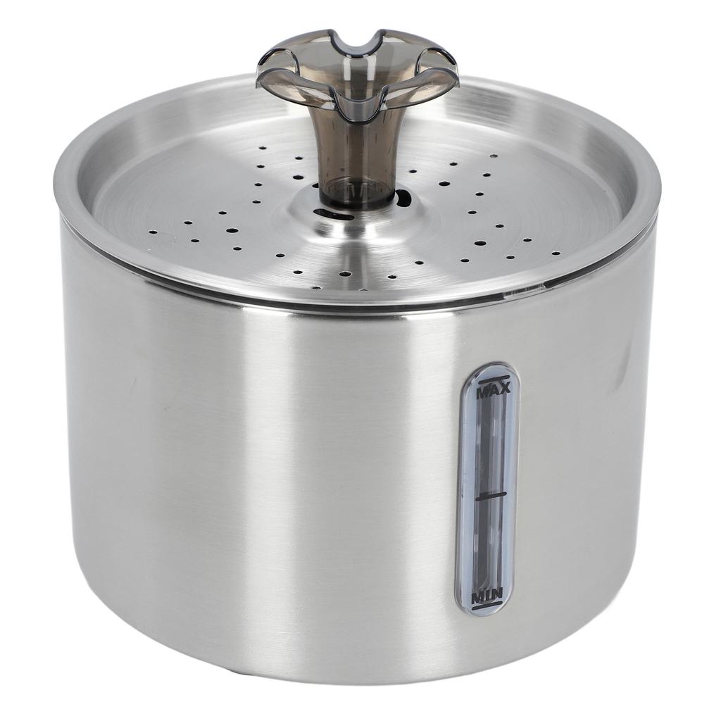2.5L Cat Water Fountain 304 Stainless Steel Automatic Pet Water Drinking Dispenser with Water Level 