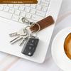Genuine Crazy Horse Leather Double Circle Retro Handmade Keychain