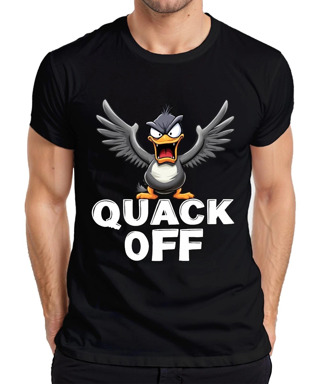 QUACK OFF Naughty Duck Funny Angry Duck Gift Sarcastic Mens T-Shirt- S