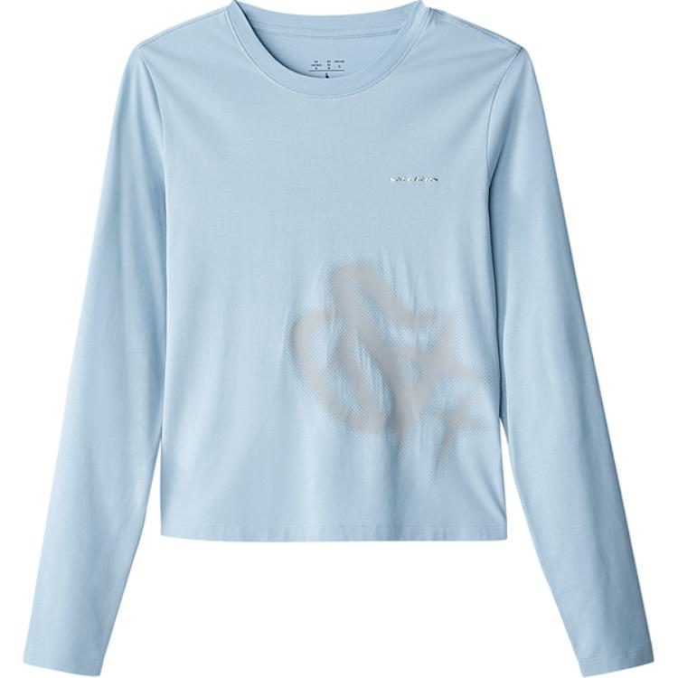 Skechers Slim Fit Round Neck Soft Comfortable Long Sleeve T-Shirt Women tops Mist-Blue L424W132-00FE S