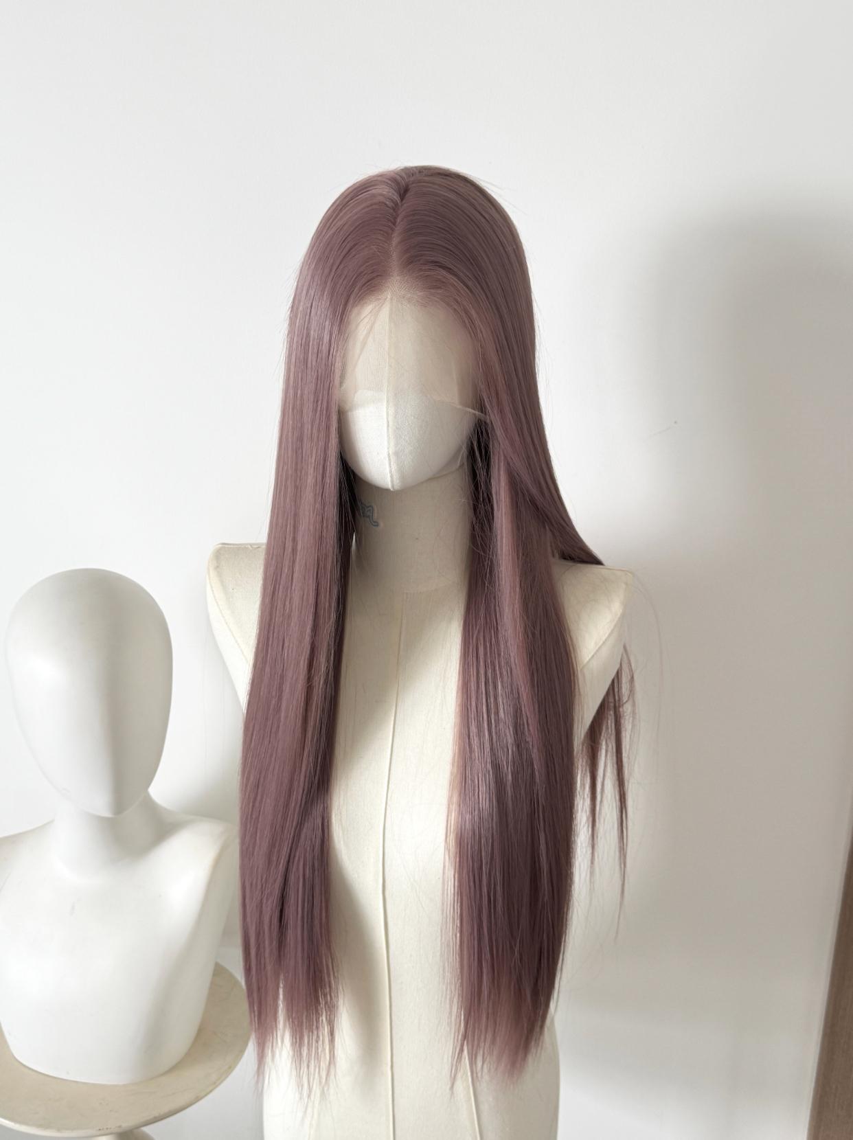 

Purple-grayish Purple Miku Lace Front Wig for Women Long Straight Wigs High Temperature Fibers Hair Synthetic Wig High Quality (as the picture,18inches&150%&1pc)