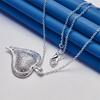 925 Sterling Silver 16-30 Inch Exquisite Heart-shaped Pendant Necklace, Fashionable Women's Wedding Accessories Jewelry