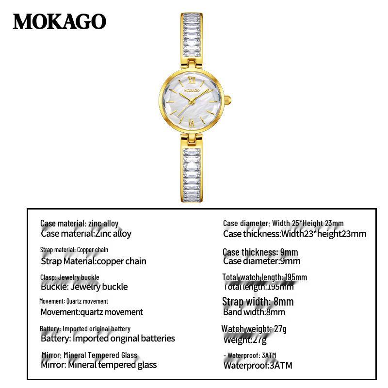 MOKAGO Quartz Women's Luxury Lightweight Waterproof Bracelet Watch - Exquisite and Versatile Design